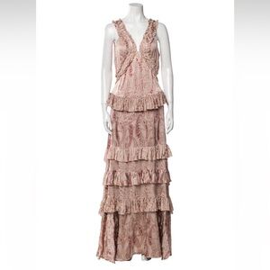 Alexis Pink Paisley Ruffle Dress - Size M